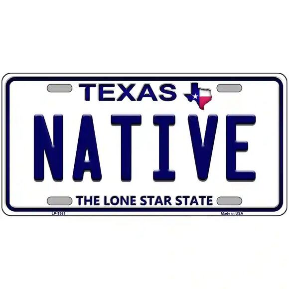 Texas Native License Plate Sign Wall Art Sign Metal New Retro Auto Lone Star - Picture 3 of 3